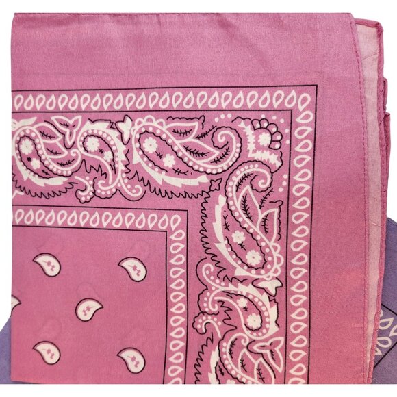 Pink Purple Gray Colorful Bandanas 21x21 Inch Square Western Style - Picture 4 of 9